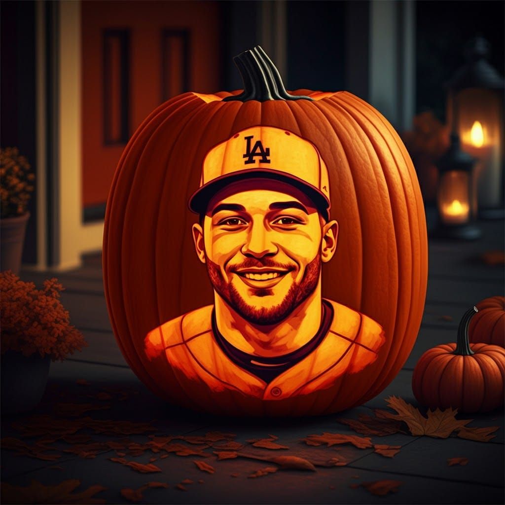 Mookie Betts Pumpkin Carving: Halloween on Autumn Evening