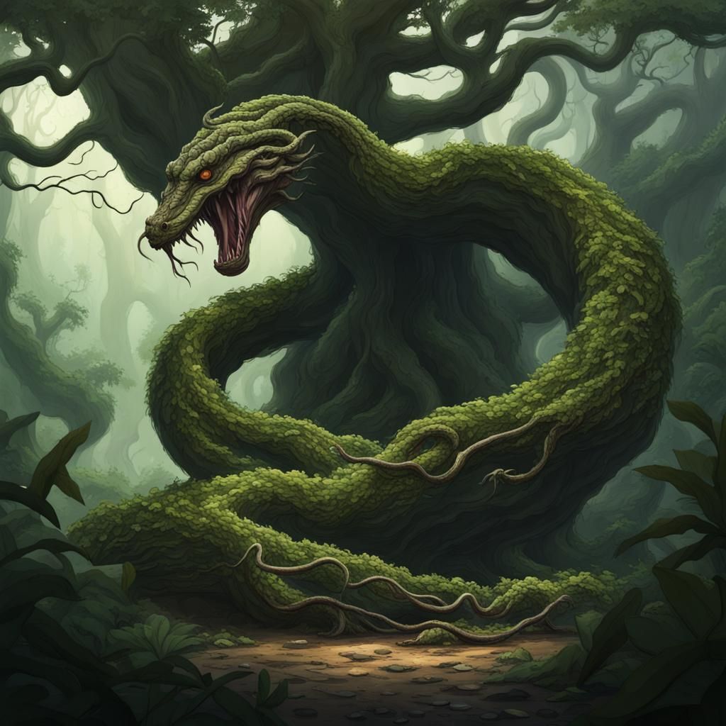Serpent Tree in Dark Jungle