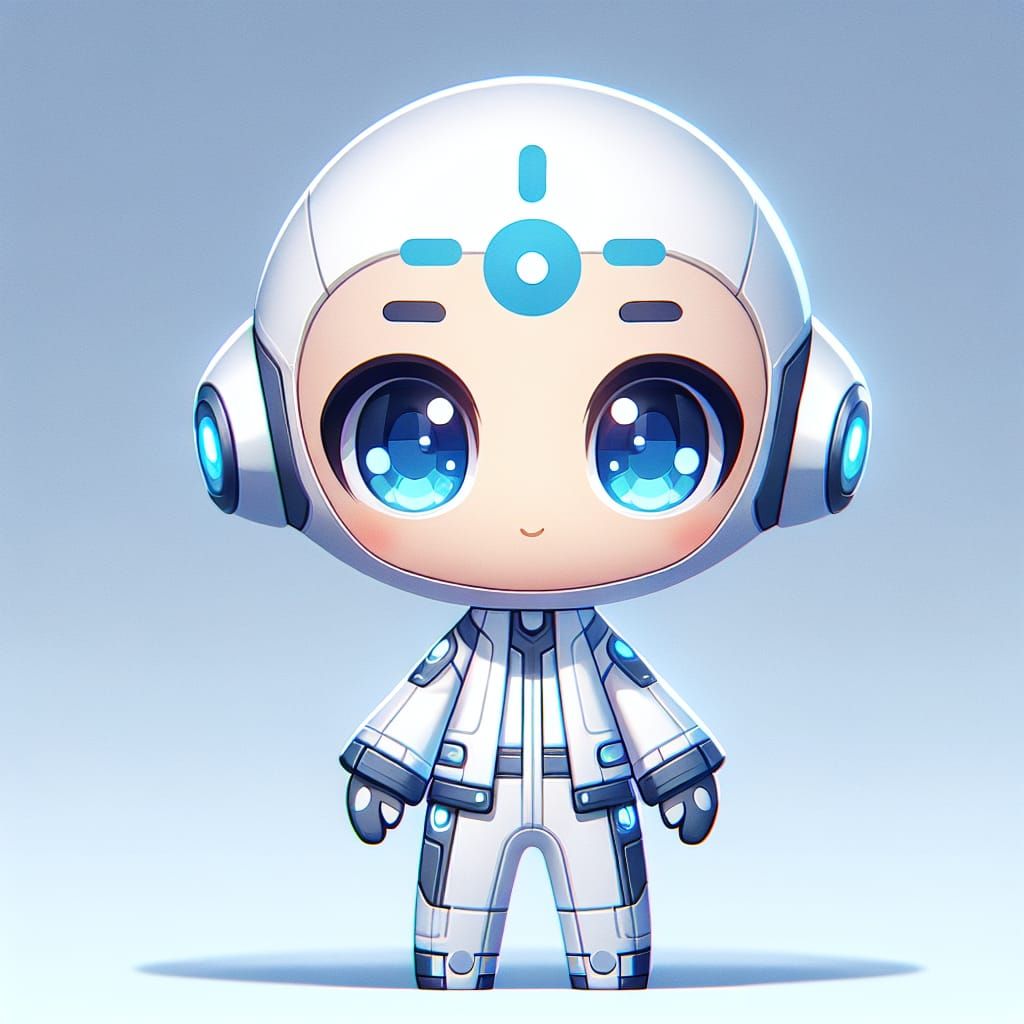 Friendly Chibi Character in Space Suit: Matte Painting