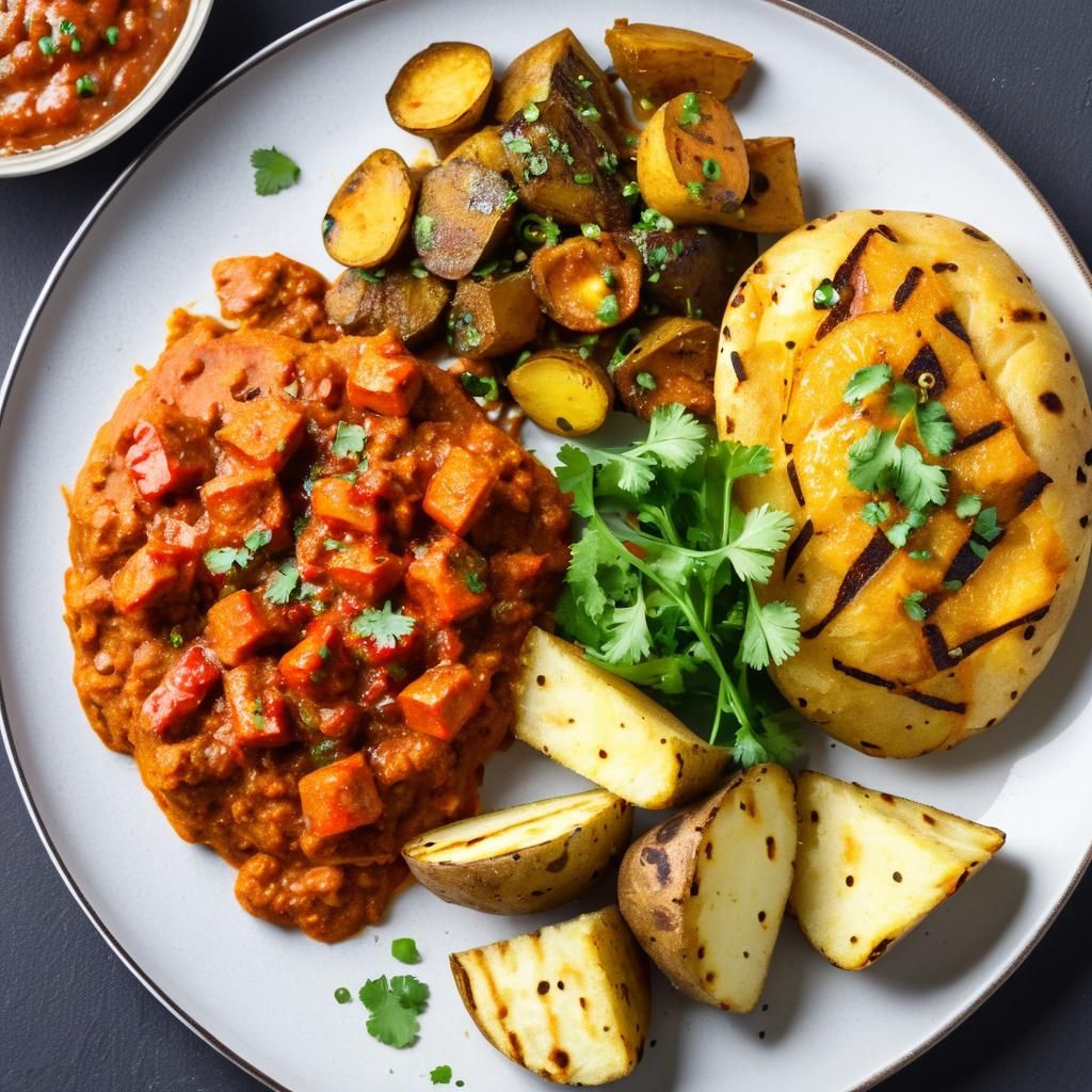 Vegetable Tika Masala with Chutney Baked Potato