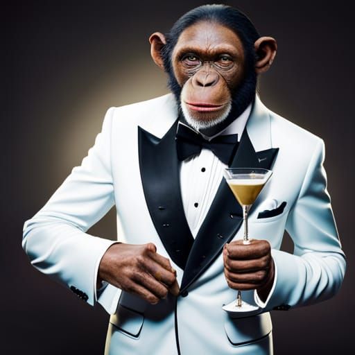 Chimpanzee James Bond in Ballroom, Photograph