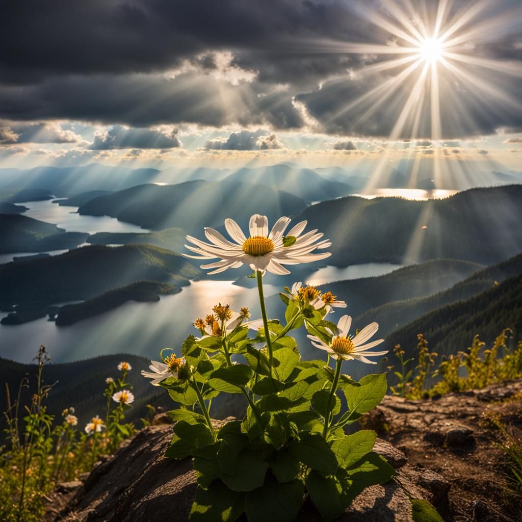 Ramonda Serbica Flower with God Rays