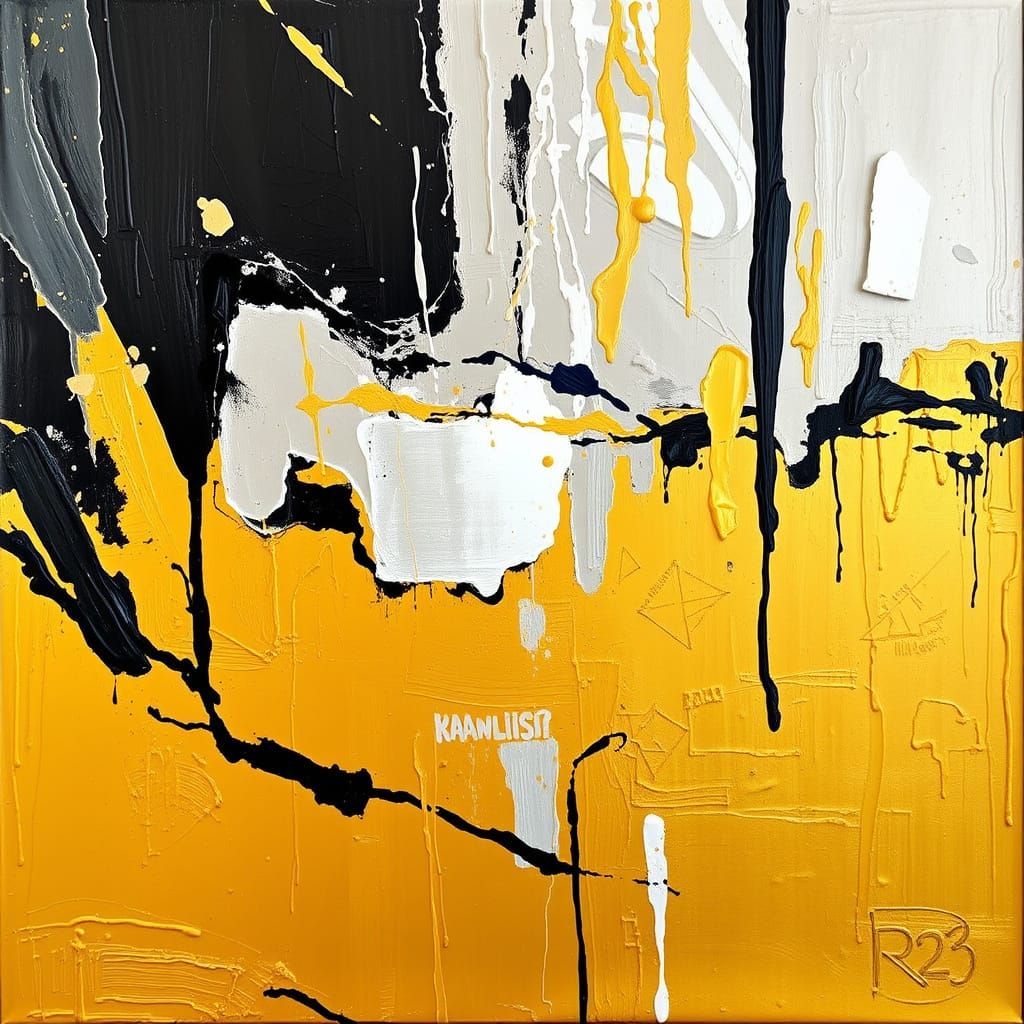 Ethereal Abstract Expressionism with Golden Accents