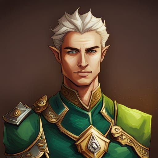 Asian Elf Paladin Portrait in Detailed Style