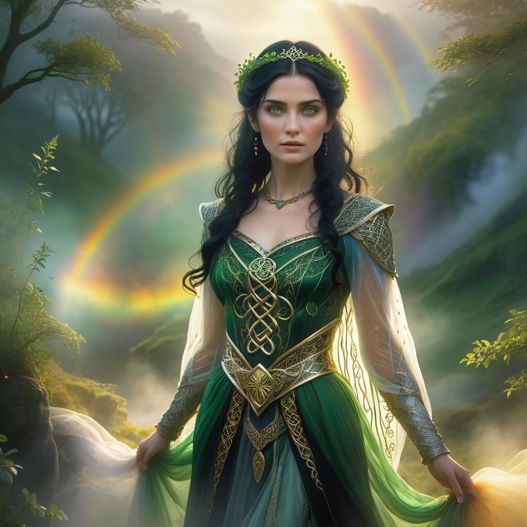 Celtic Queen in Mystical Landscape, Mythical Realism