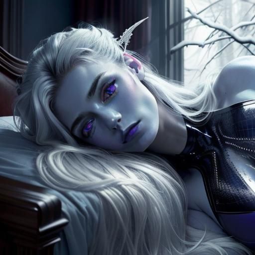 Towa in Eerie Bedroom with Snowy Landscape