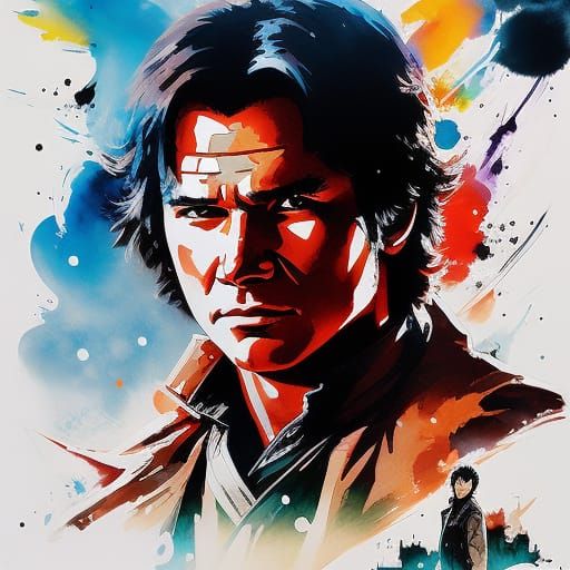 Anime Han Solo Liquid Gouache Painting