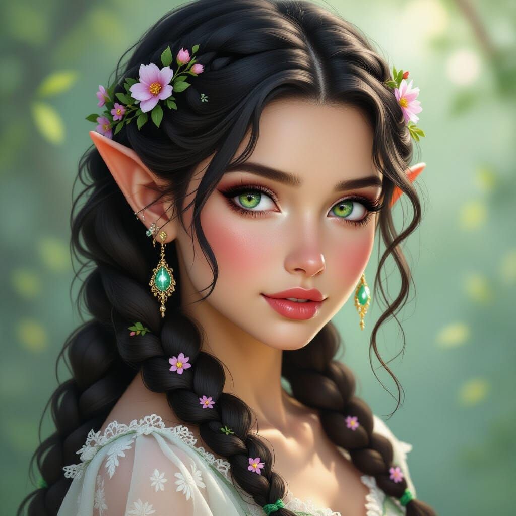 Elegant Elf Portrait in Whimsical Style