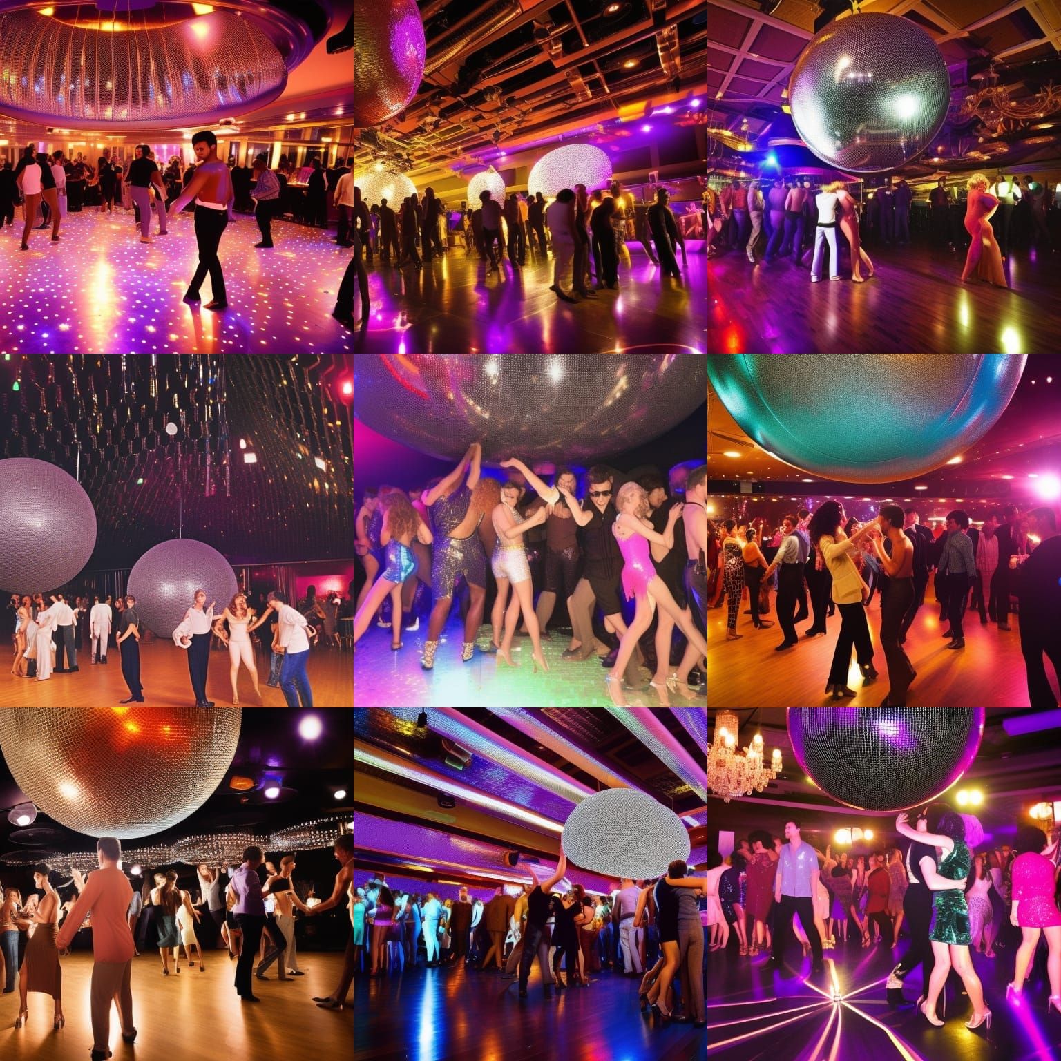 1970s Disco Ball Reflecting Dancing Couples