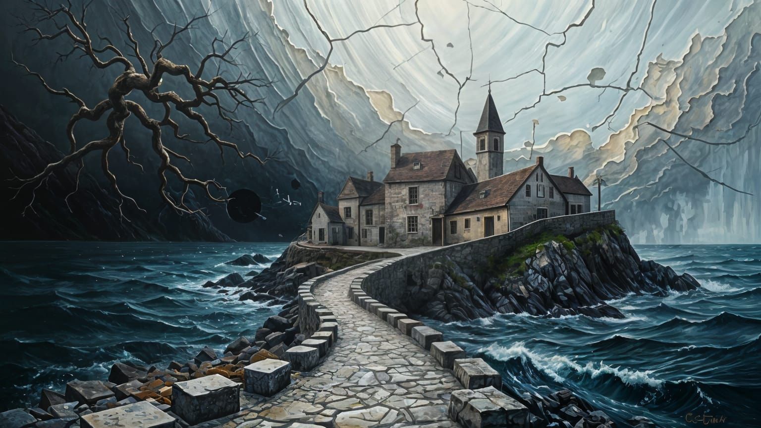 Emerging Village in Dawn's Radiance