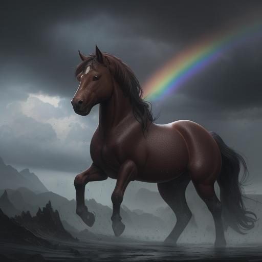 Rainbow Over Pony: Detailed Matte Painting