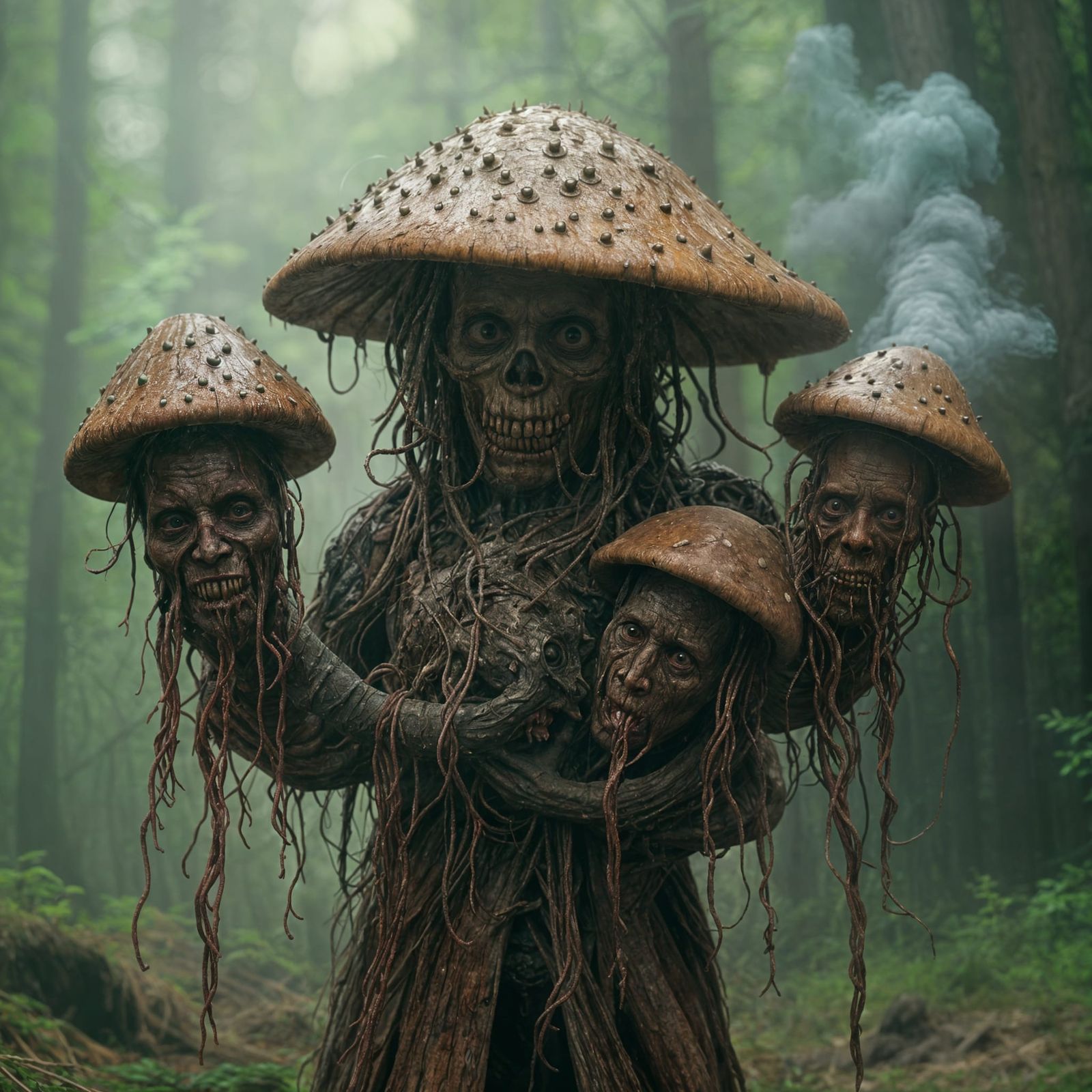 Monstrous Mushroom Creature in Dark, Gritty Hyperrealism