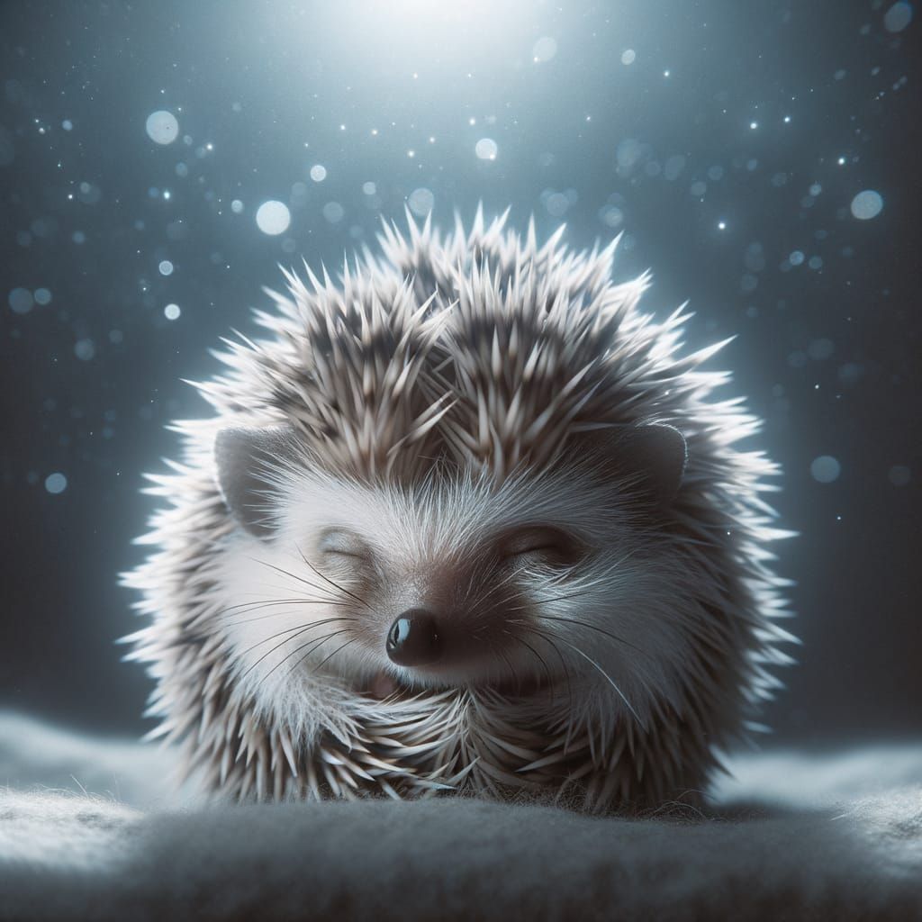 Moonlit Sleepwalking Hedgehog in Detailed Nocturnal Scene