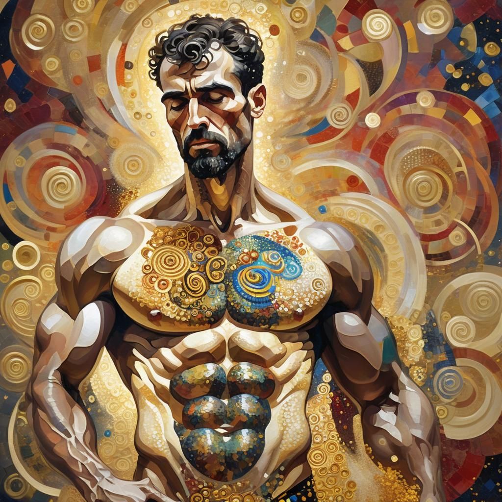 Fitness Bomb Exploding in Post-Impressionistic Golden Splend...