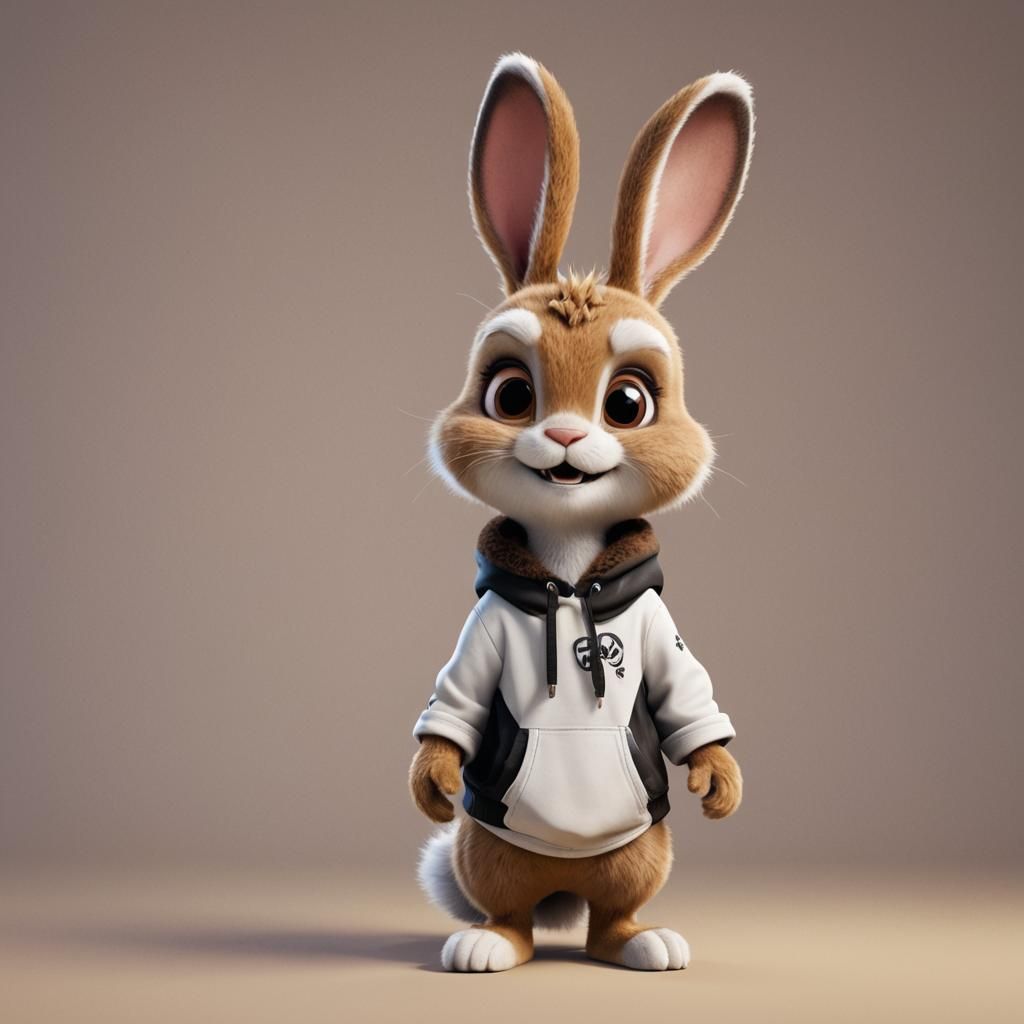 Cyberpunk Rabbit Child in Vibrant 3D