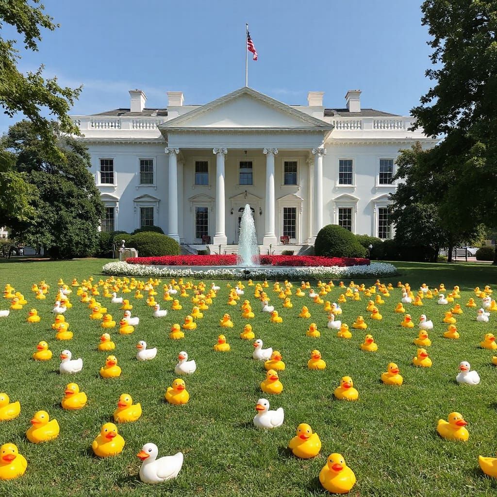 White House Lawn Filled with Rubber Ducks
