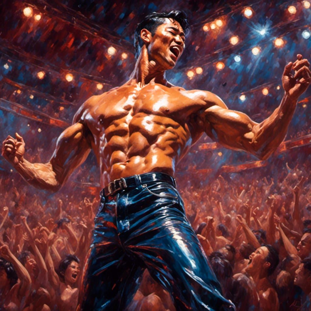 Hyperrealistic Rockabilly Singer Performing on Stage