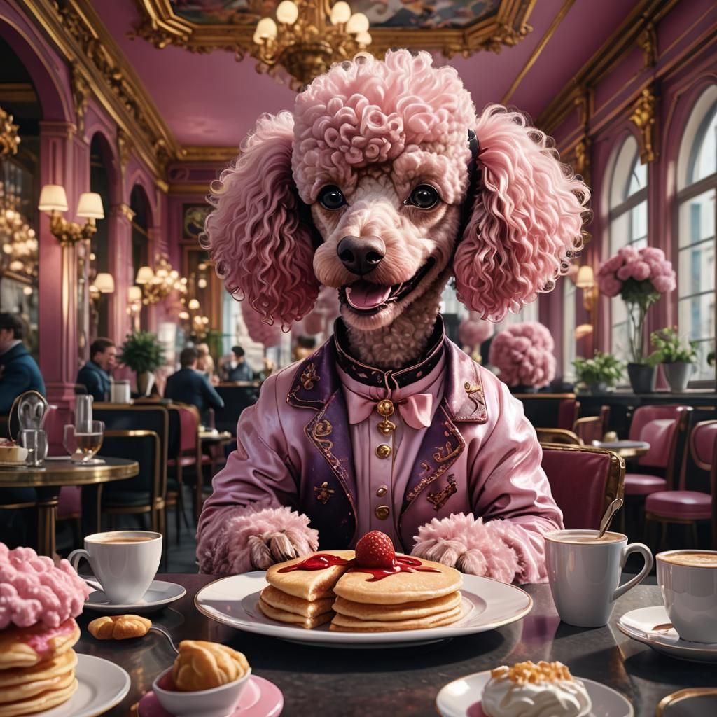 Pink Poodle's Parisian Pancake Breakfast: Digital Art