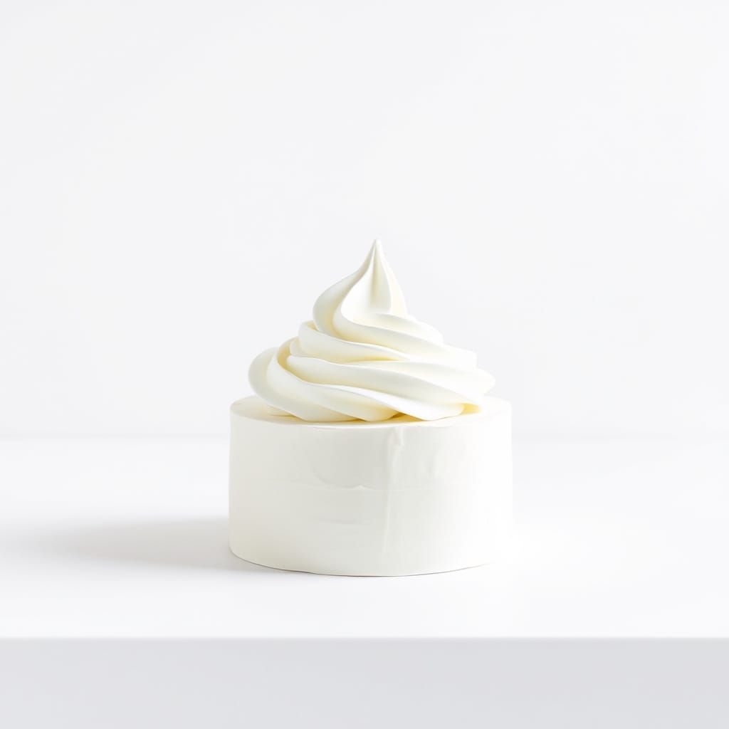Whipped Cream Cake on Minimalist White Background
