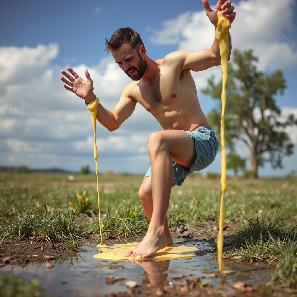 Man Trapped in Sticky Situation