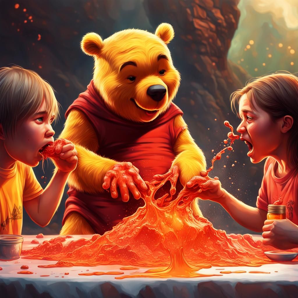 Hyperrealistic Lava Eating Contest with Mutant Humans