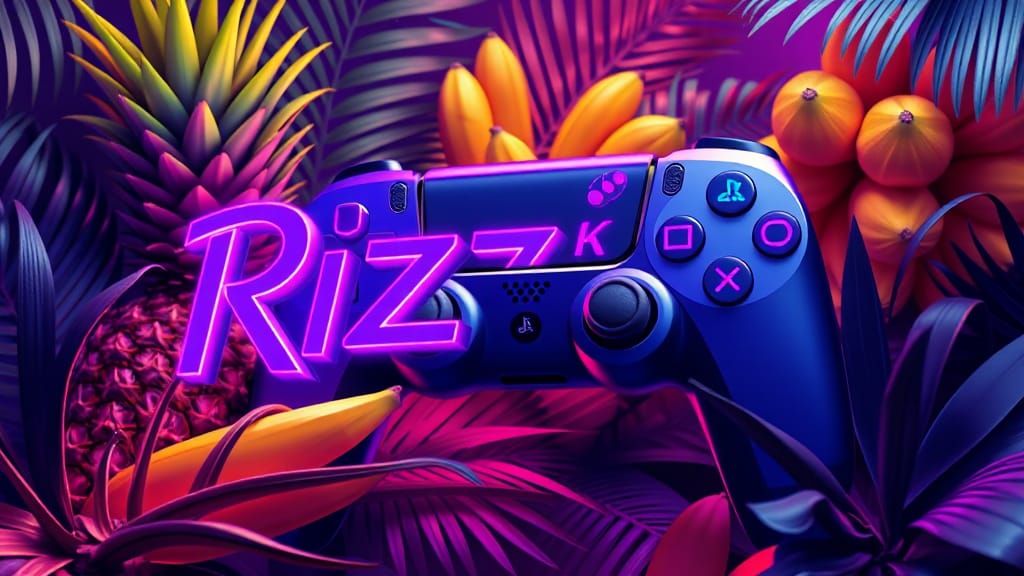 Vibrant 3D Banner with Tropical Elements in HDR