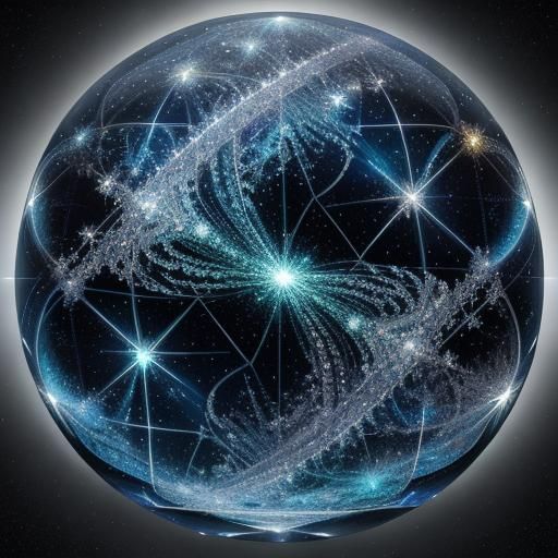 Shimmering Crystal Fractal Sculpture in Glass Sphere