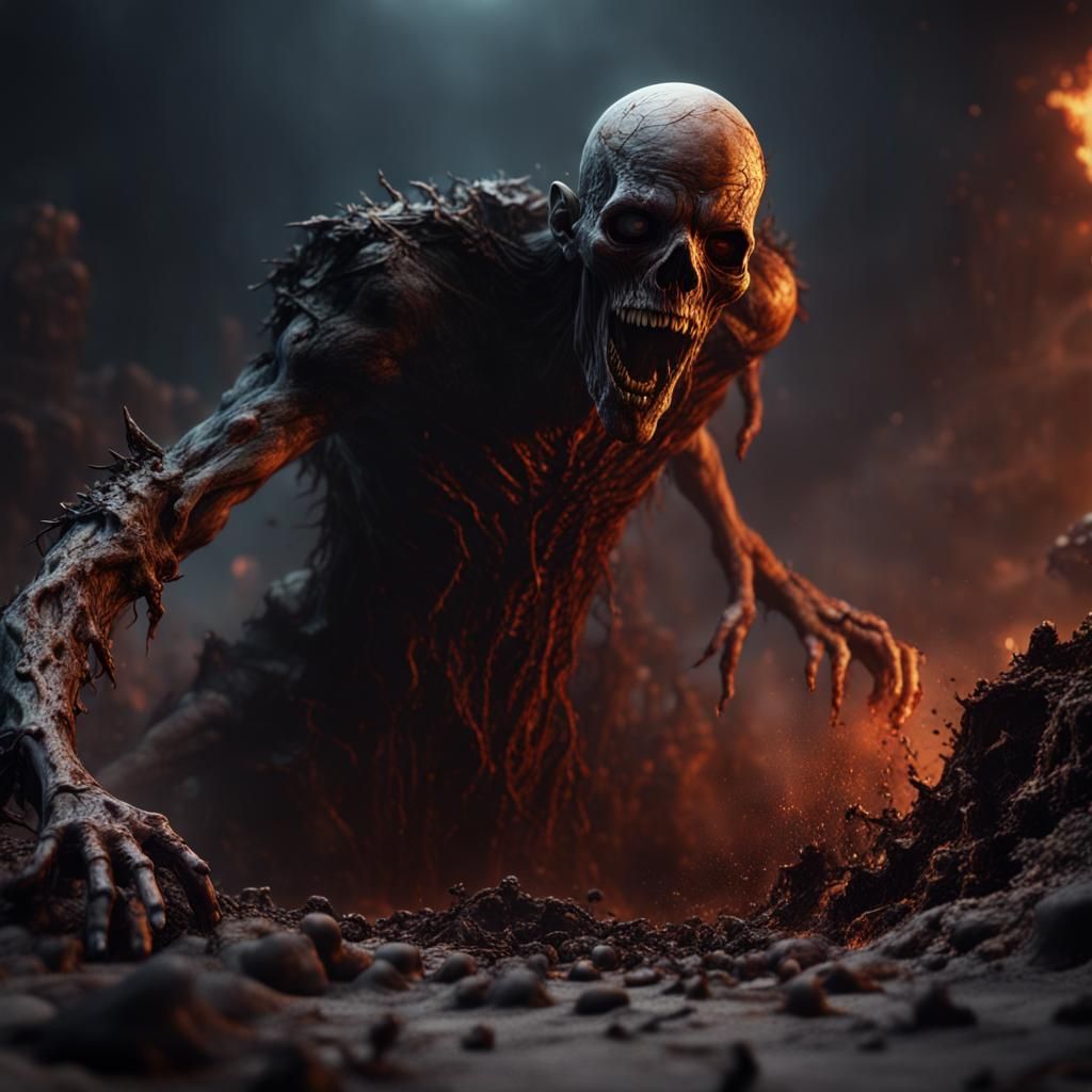 Undead Creature Emerges: Detailed Matte Painting