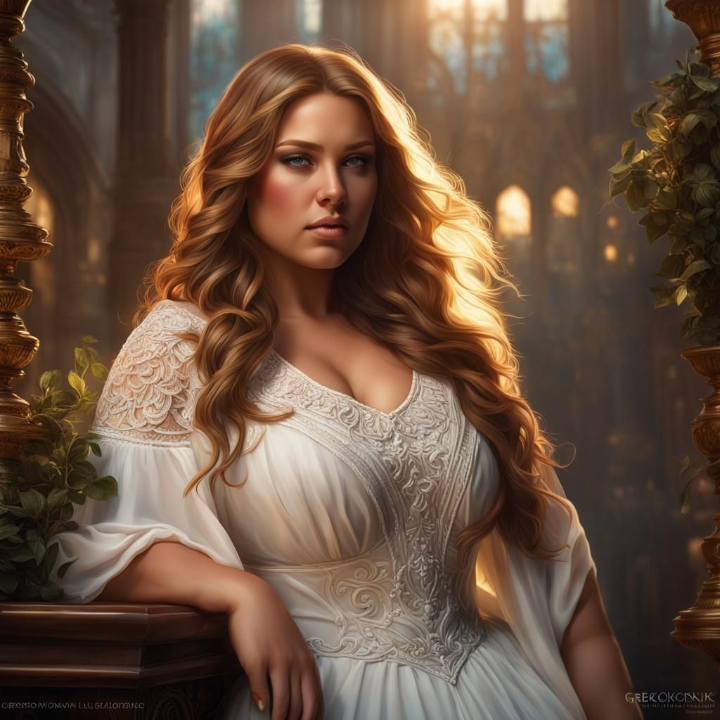 Voluptuous Woman Portrait in Hyperdetailed Matte Photography