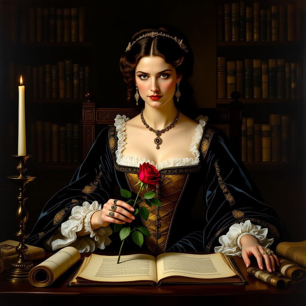 Lucrezia Borgia in Renaissance Study, Enigmatic Portrait