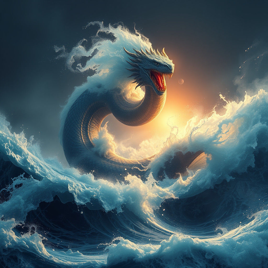 Sea Serpent Emerges from Turbulent Ocean