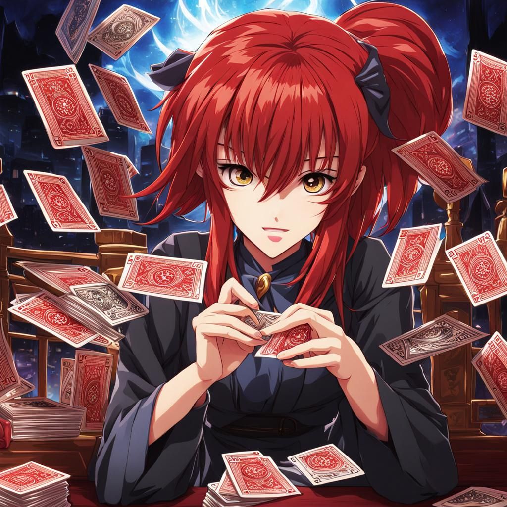 Anime Girl Plays Yu-Gi-Oh Card Game