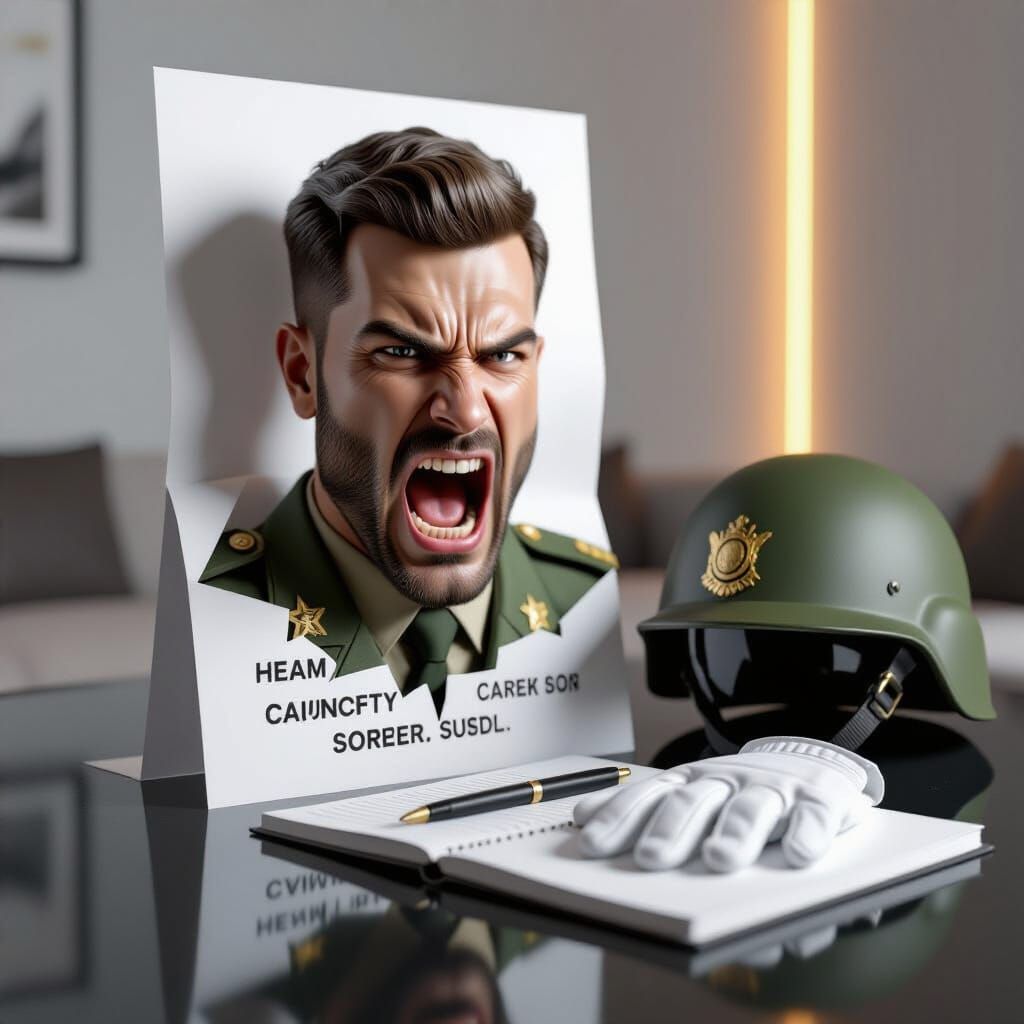 Na staklenom modernom stolu stoji uspravljeni papir i na nje...