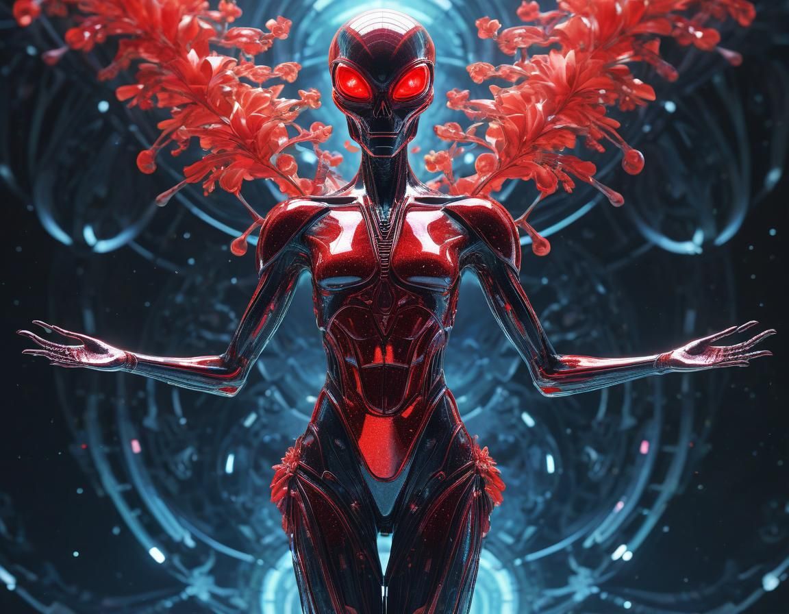 Ethereal Alien in Surreal Steampunk Art Deco Style