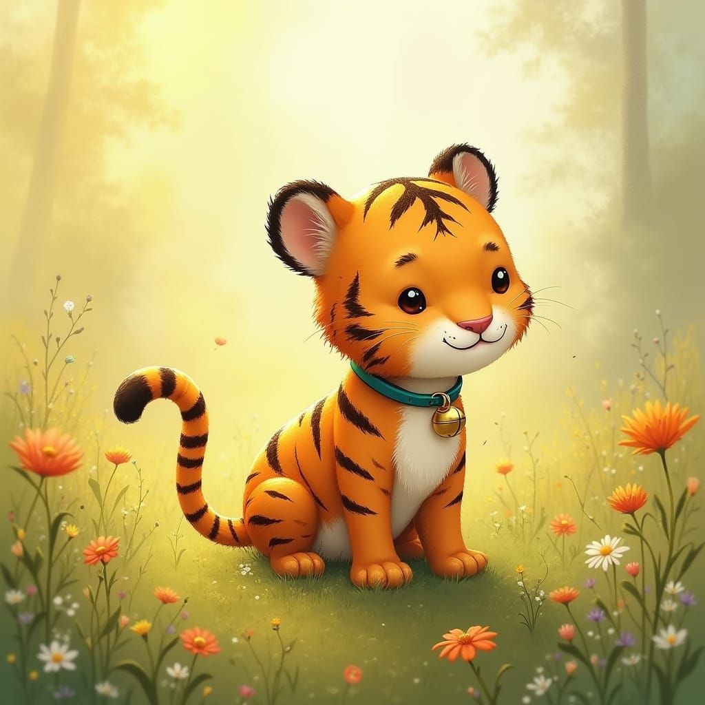 Tiger Cub Plays in Sunny Meadow, Potter Style