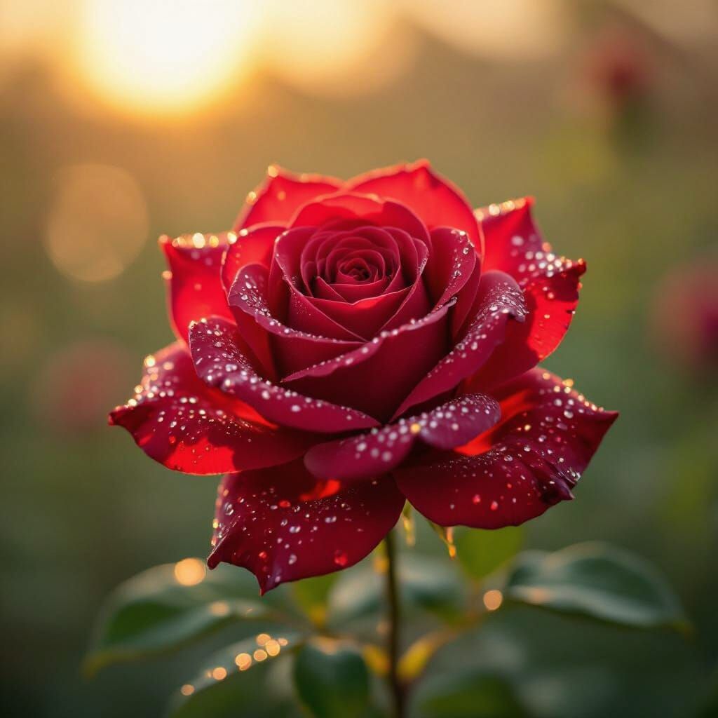 Golden Hour Red Rose Macro Photography