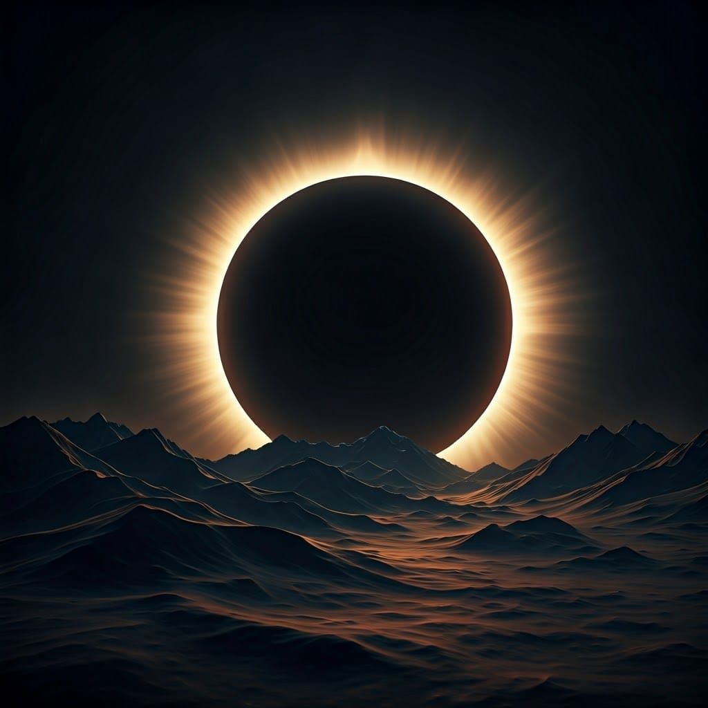 Surreal Solar Eclipse Landscape in Cinematic Style