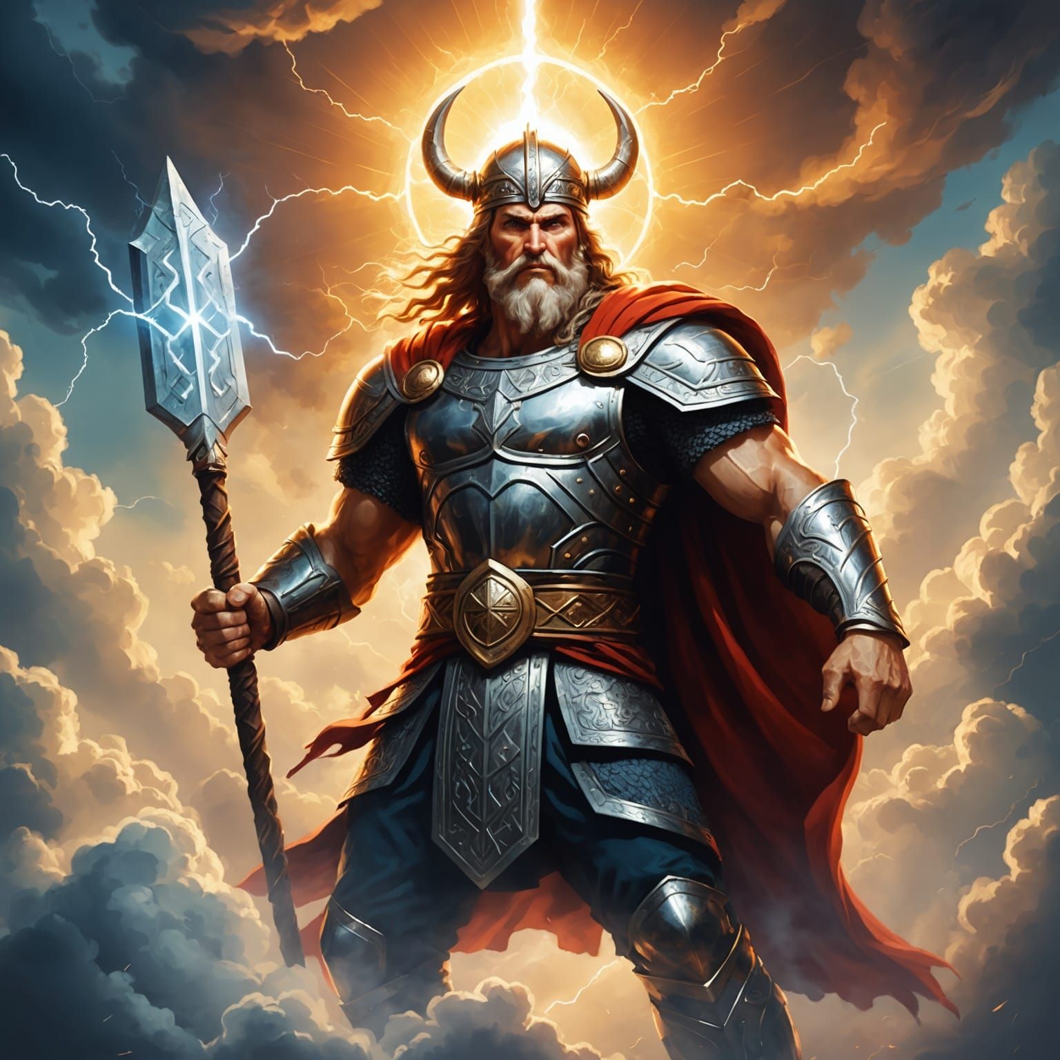 Perun, Slavic God of Thunder in Divine Light