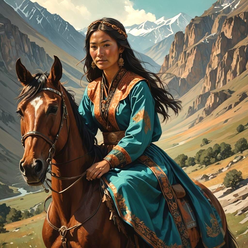 Kyrgyz Musician at Song Kul Lake: Artistic Portrait