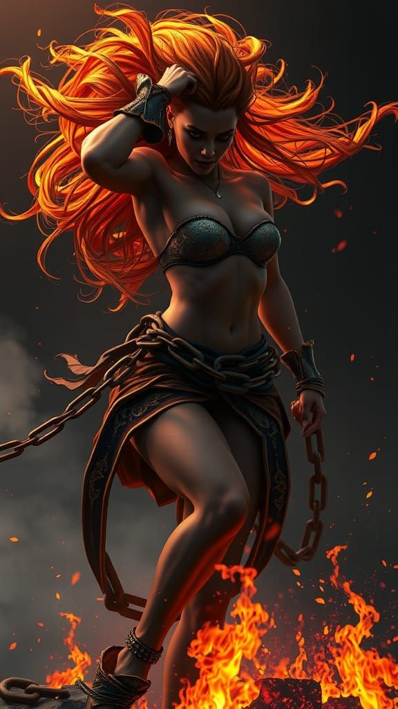 Unbridled Female Fury in Dark Fantasy Style