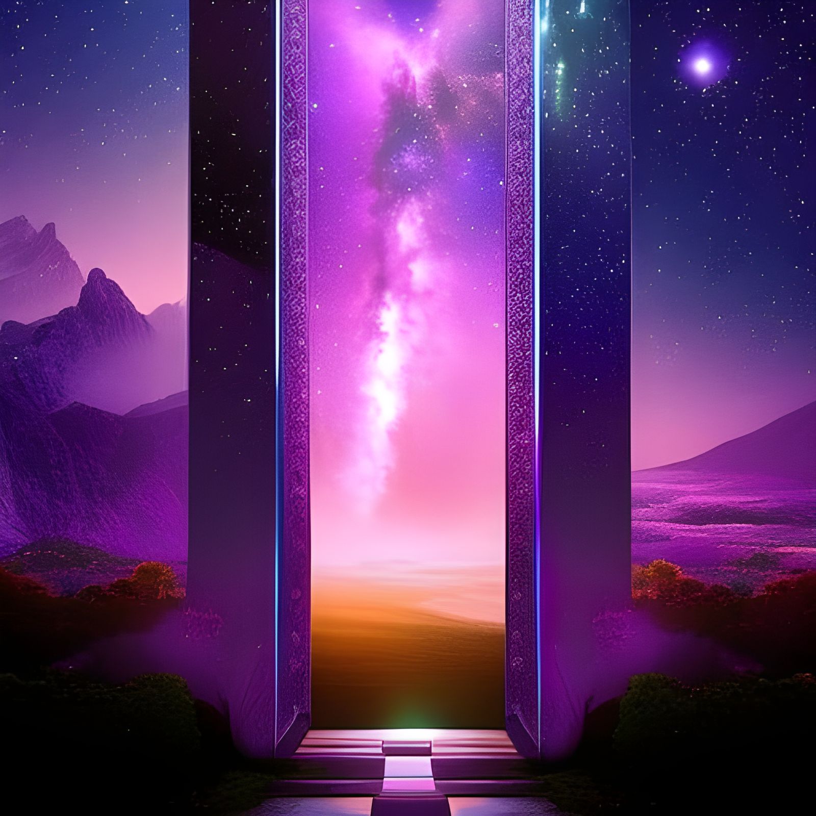 Synthwave Cosmic Doorway to Tranquil Dimension
