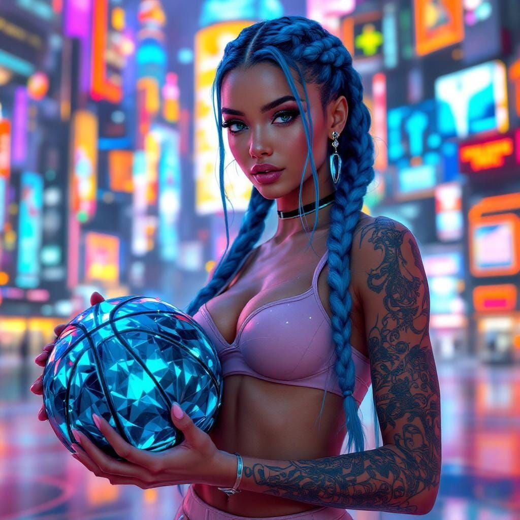 Gemstone Basketball Player in Retro-Futuristic Art Deco