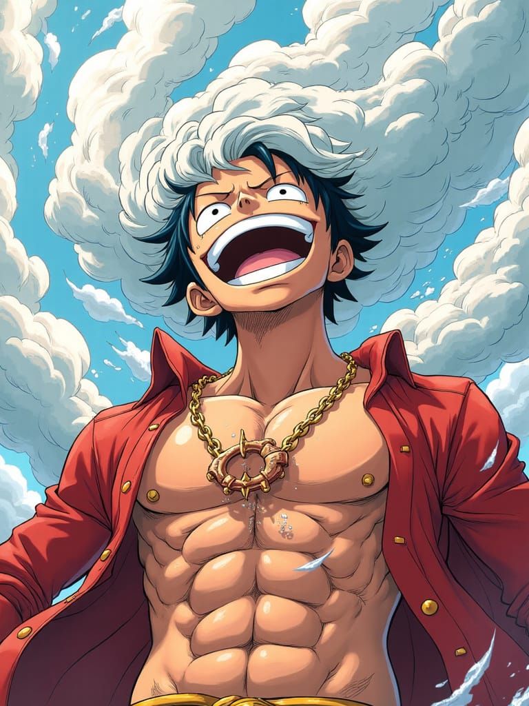 Luffy Gear 5 Portrait in Dynamic Anime Style