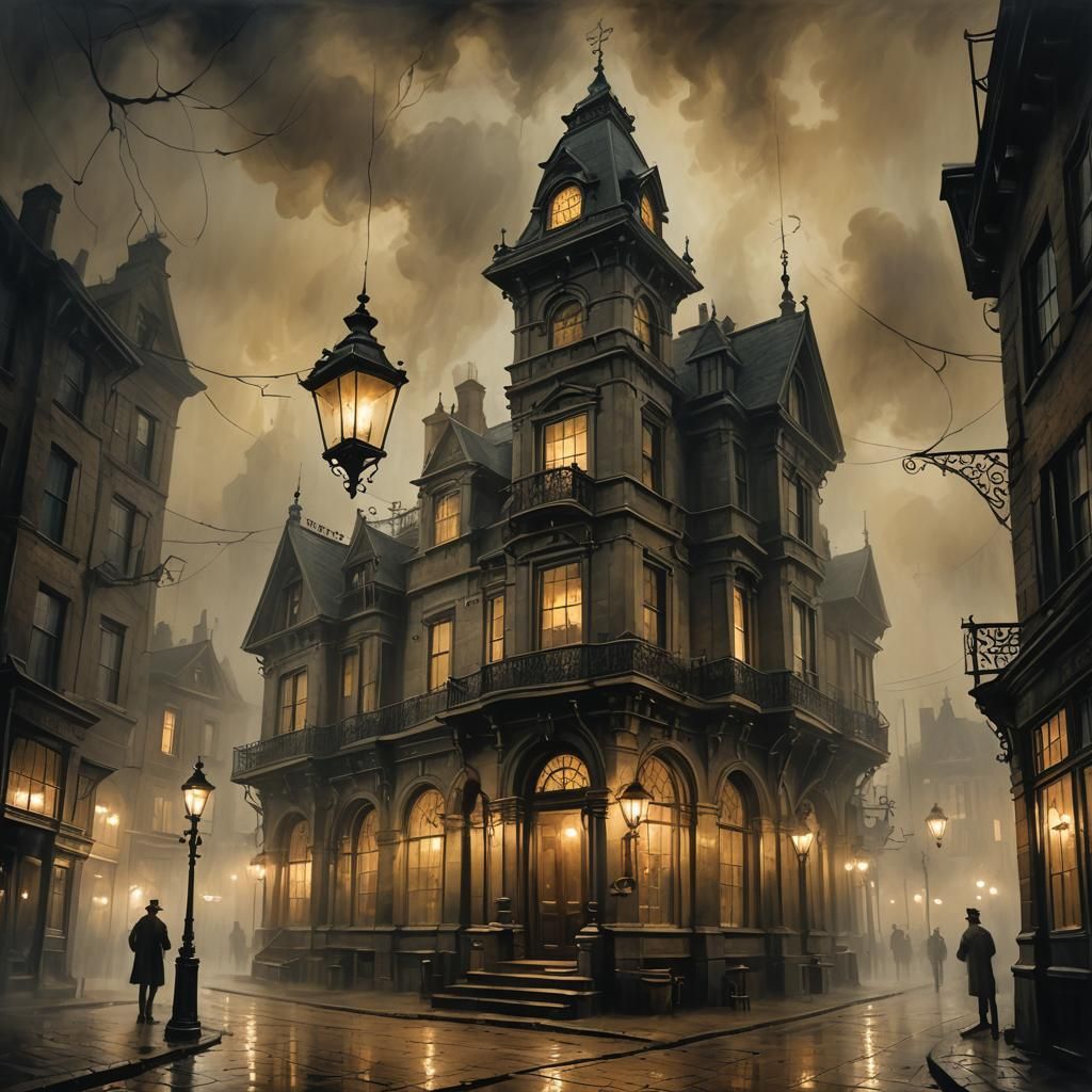 Ghost Detective Agency in Victorian Style Oil Painting