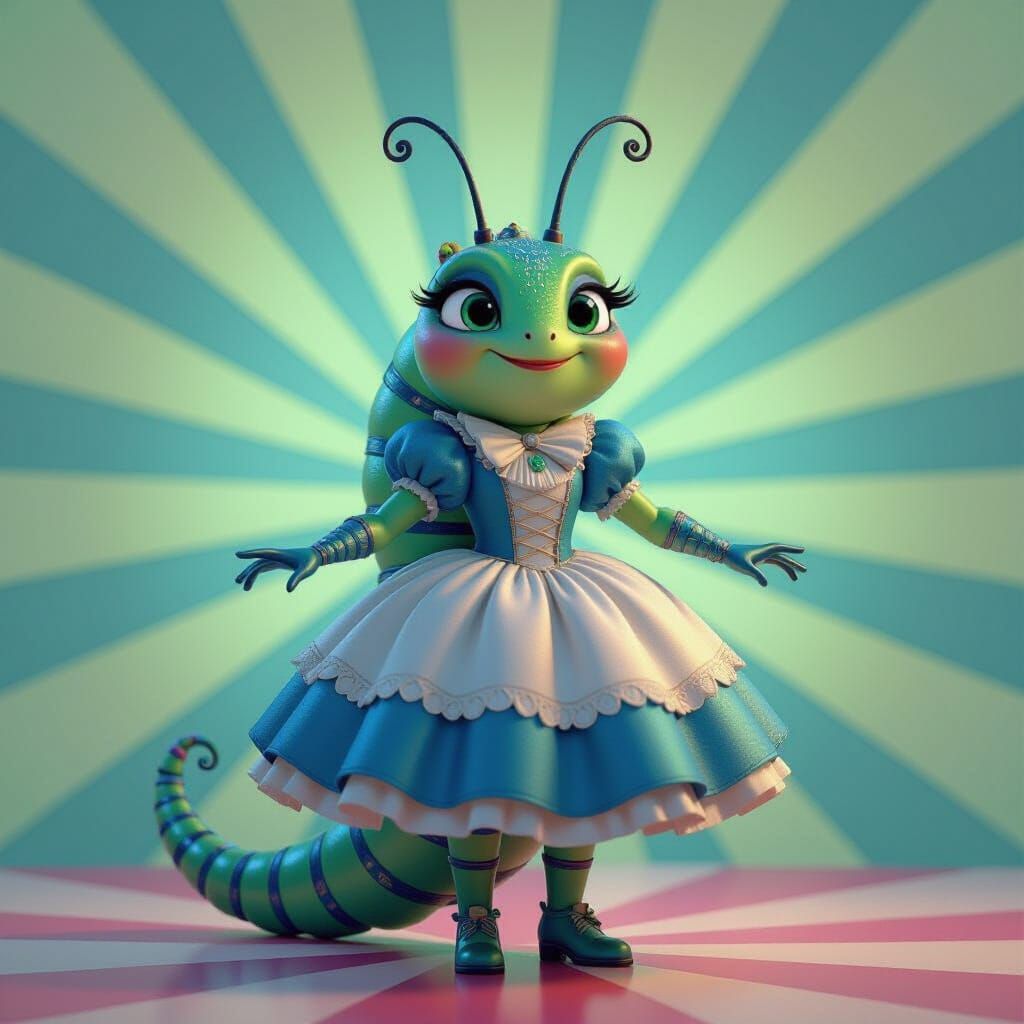 Alice in Wonderland Caterpillar Hybrid in 3D Digital Art