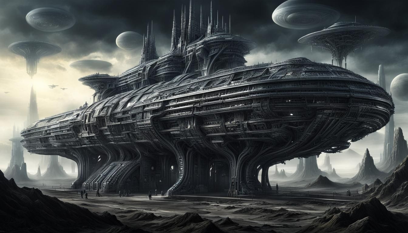 Epic Colony Starship in Giger Style