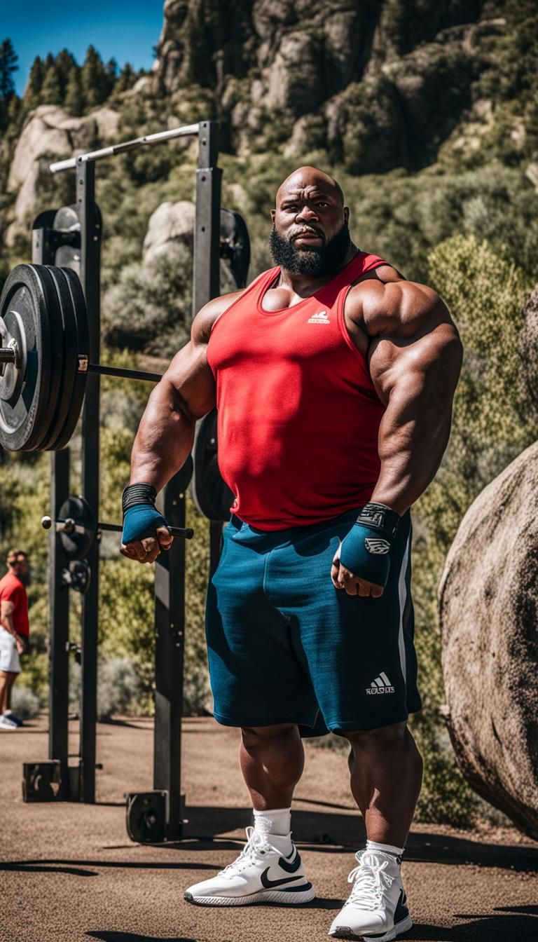 Massive Male Powerlifter with Formidable Physique