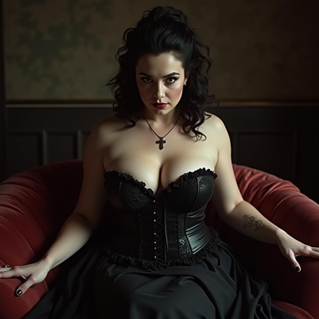 Regal Woman in Corset: Hollywood Glamour