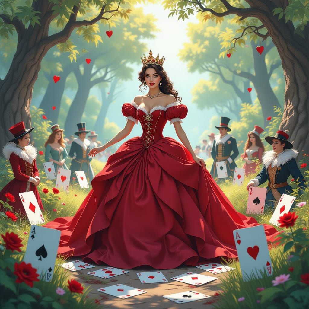 Regal Queen of Hearts Presides Over Fantasy Card Realm
