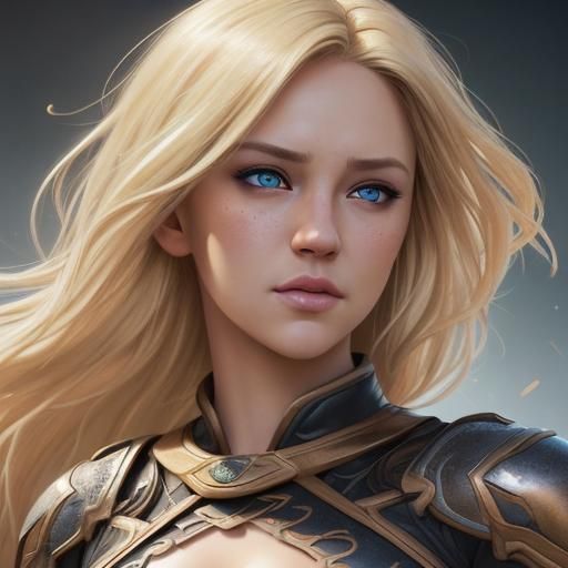 Hyperrealistic Hazel Eyes and Blonde Hair Portrait